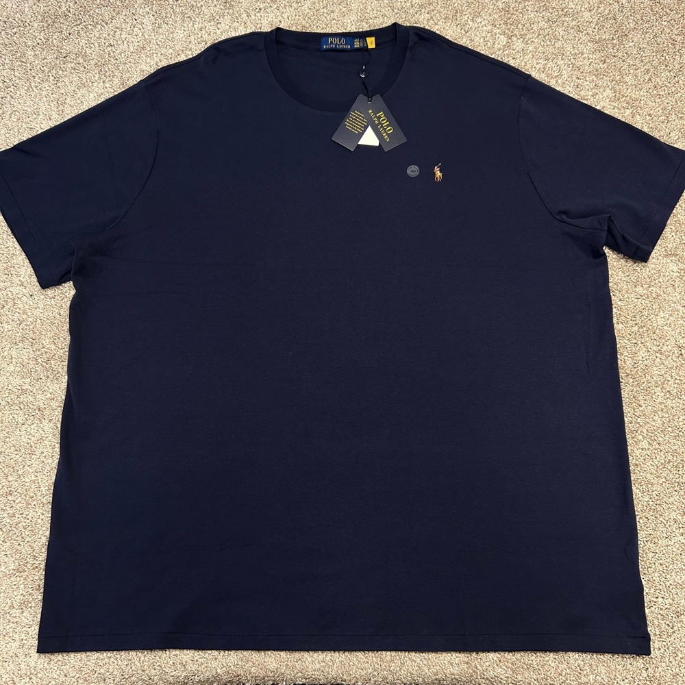 NWT Polo Ralph Lauren Soft Cotton Crewneck Tshirt Men Size 4XLT Navy Blue Pony - Picture 2 of 7